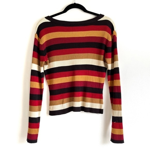 Five Star by Roper Striped V-Neck Sweater FLAWED Size Small - Picture 2 of 8